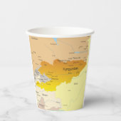 Kaart van Kirgizië en Centraal-Azië Papieren Bekers (Voorkant)