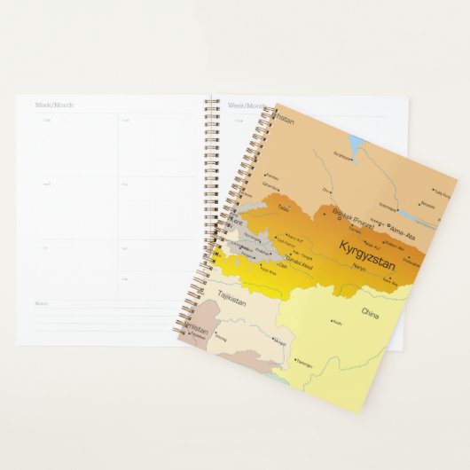 Kaart van Kirgizië en Centraal-Azië Planner (Display)