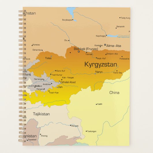 Kaart van Kirgizië en Centraal-Azië Planner (Voorkant)
