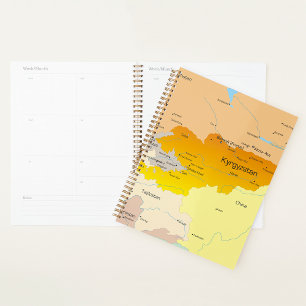 Kaart van Kirgizië en Centraal-Azië Planner