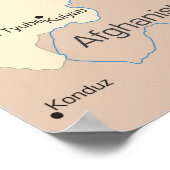 Kaart van Kirgizië en Centraal-Azië Poster (Hoek)