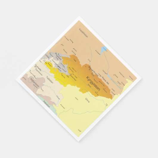 Kaart van Kirgizië en Centraal-Azië Servet (Hoek)