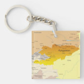 Kaart van Kirgizië en Centraal-Azië Sleutelhanger (Voorkant)