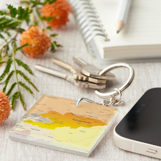 Kaart van Kirgizië en Centraal-Azië Sleutelhanger