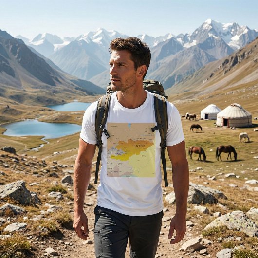 Kaart van Kirgizië en Centraal-Azië T-shirt