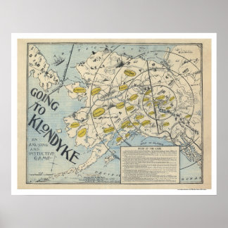 Kaart van Klondyke van een Board Game 1897 Poster