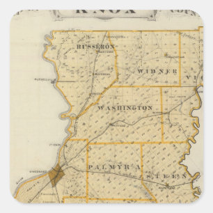 Kaart van Knox County Vierkante Sticker