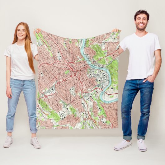  kaart van Knoxville Tennessee (1966) Fleece Deken (In situ)