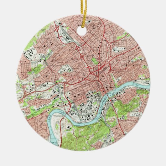 kaart van Knoxville Tennessee (1966) Keramisch Ornament (Voorkant)