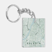 Kaart van Kolkata India Stad Aangepaste Tekst Zake Sleutelhanger (Voorkant Links)