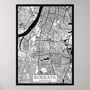 Kaart van Kolkata West-Bengalen Poster