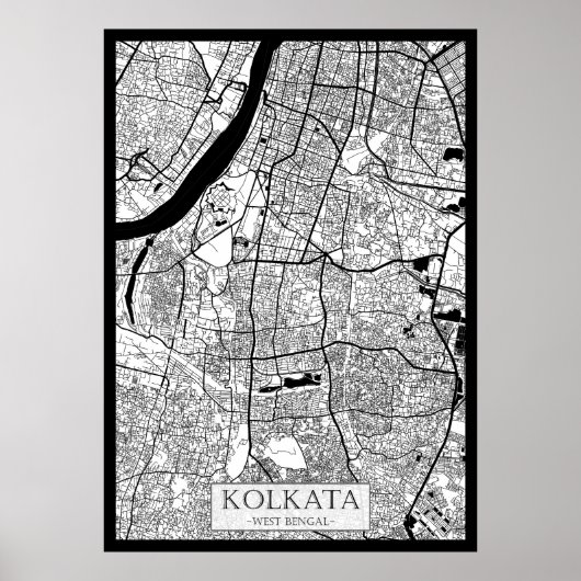 Kaart van Kolkata West-Bengalen Poster (Voorkant)