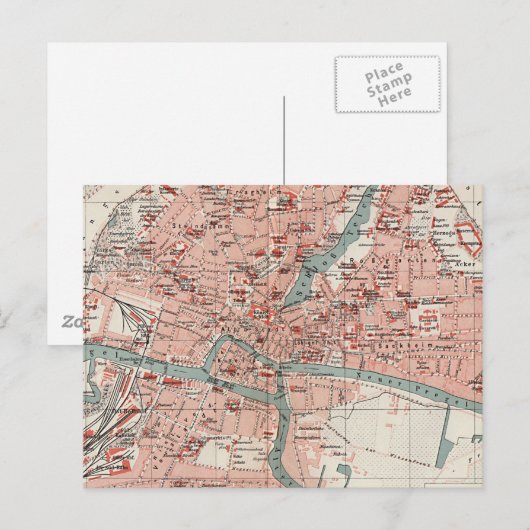  kaart van Königsberg Duitsland (1905) (Voorkant / Achterkant)