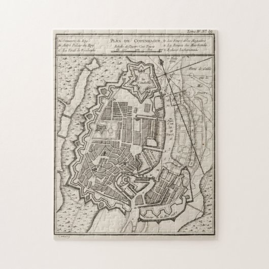 kaart van Kopenhagen Denemarken (1764) Legpuzzel (Verticaal)