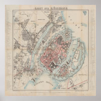 kaart van Kopenhagen Denemarken (1860)