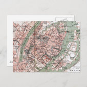  kaart van Kopenhagen Denemarken (1888) (Voorkant / Achterkant)