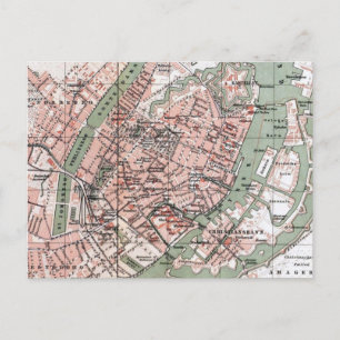  kaart van Kopenhagen Denemarken (1888)