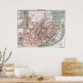  kaart van Kopenhagen Denemarken (1888) Poster (Keuken)