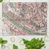  kaart van Kopenhagen Denemarken (1888) Theedoek (Gevouwen)