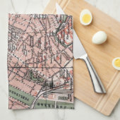  kaart van Kopenhagen Denemarken (1888) Theedoek (Quarter Fold)