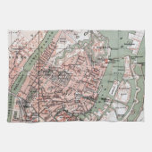  kaart van Kopenhagen Denemarken (1888) Theedoek (Horizontaal)