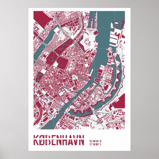 Kaart van Kopenhagen Poster (Voorkant)