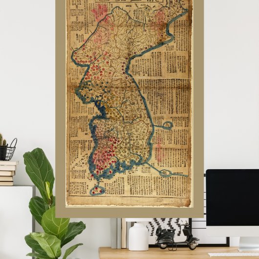 Kaart van Korea (1822) Poster (Thuiskantoor)