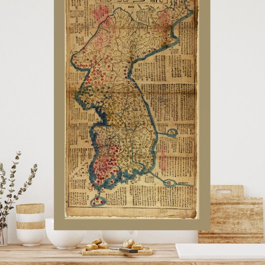 Kaart van Korea (1822) Poster (Keuken)