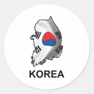 Kaart van Korea Ronde Sticker