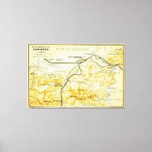 kaart van Korinthe Griekenland (1894) Canvas Afdruk