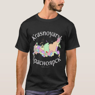 Kaart van Krasnoyarsk Rusland T-shirt