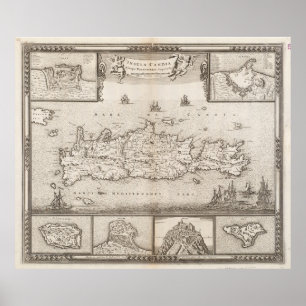 kaart van Kreta Griekenland (1680) Poster