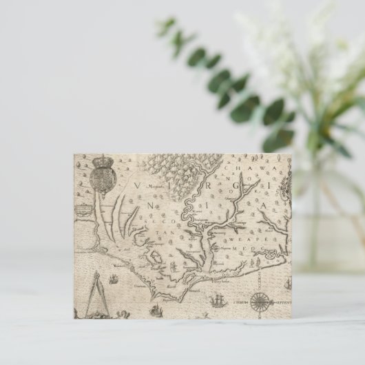  kaart van kustgebied North Carolina (1590) (Staand voorkant)