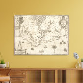  kaart van kustgebied North Carolina (1590) Canvas Afdruk (Insitu (Woonkamer))
