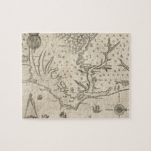  kaart van kustgebied North Carolina (1590) Legpuzzel (Horizontaal)