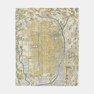  kaart van Kyoto Japan (1696) Fleece Deken