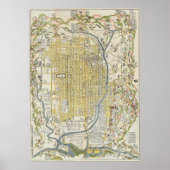  kaart van Kyoto Japan (1696) Poster (Voorkant)