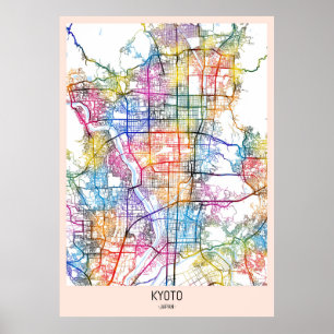 Kaart van Kyoto Japan Poster