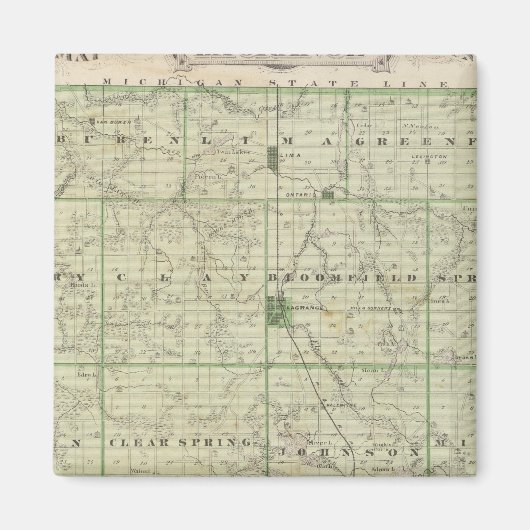 Kaart van Lagrange County met La Grange, Lima Magneet (Voorkant)