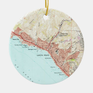 kaart van Laguna Beach California (1965) Keramisch Ornament