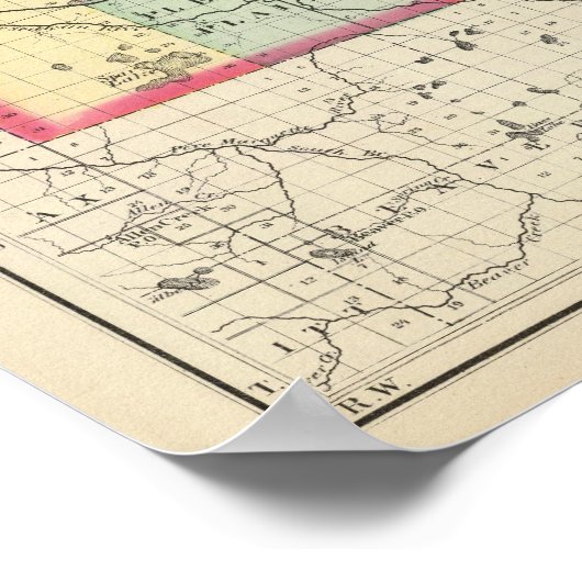 Kaart van Lake County, Michigan Poster (Hoek)