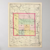 Kaart van Lake County, Michigan Poster (Voorkant)