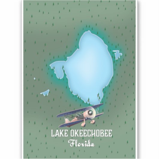 Kaart van Lake Okeechobee Florida. Sticker (Voorkant)