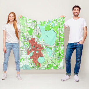  kaart van Lakeland Florida (1944) Fleece Deken