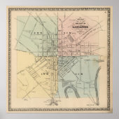  kaart van Lancaster PA (1864) Poster (Voorkant)