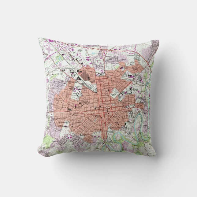  kaart van Lancaster Pennsylvania (1956) 2 Kussen (Voorkant)