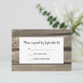 Kaart van landelijke Barn Wood Wedding RSVP Respon (Staand voorkant)