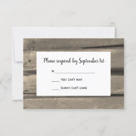 Kaart van landelijke Barn Wood Wedding RSVP Respon
