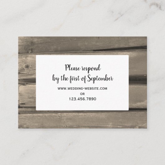 Kaart van landelijke Barn Wood Wedding RSVP Respon (Voorkant)