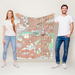  kaart van Lansing Michigan (1965) Fleece Deken